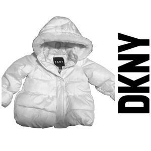 DKNY Warm White Puffer Jacket  Infant Size 18 months Coat w/ Hood - Toddler Girl